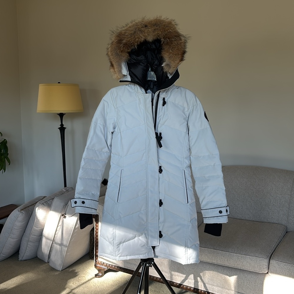 Canada Goose Women’s NWT Lorette Black Label Parka Jacket w Fur XS Silverbirch